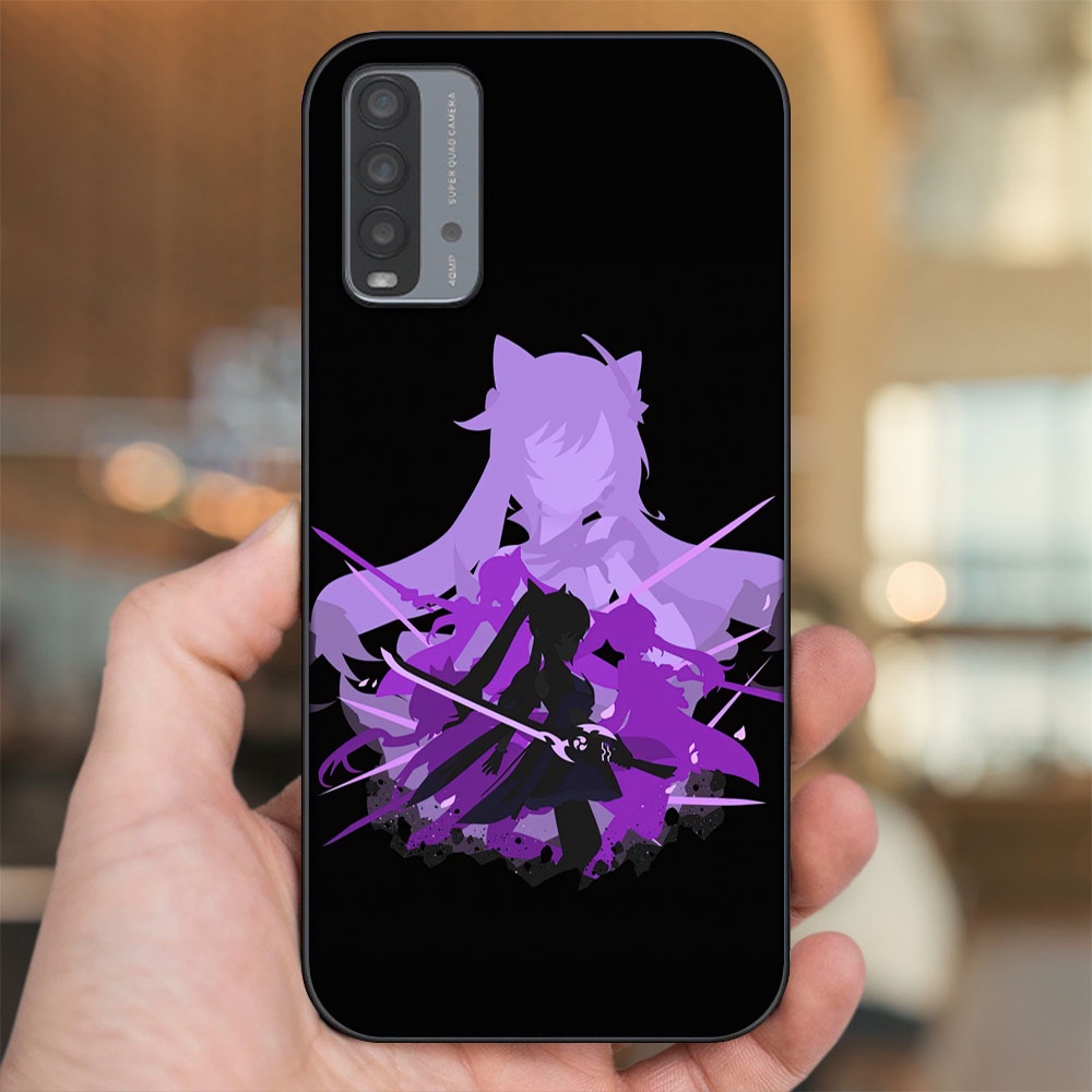 Ốp lưng Xiaomi Redmi 9T viền đen in hình Keqing Genshin Impact