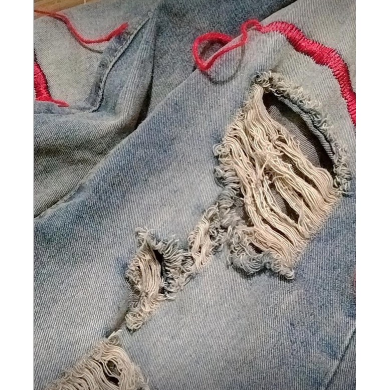 Quần jean ống rộng unisex rách phong cách đường phố | BigBuy360 - bigbuy360.vn