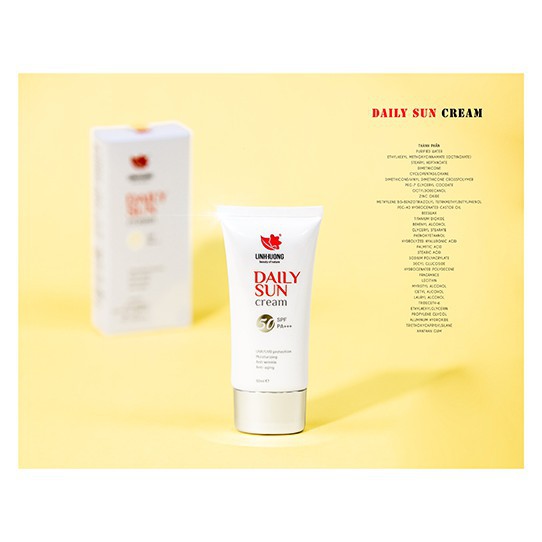 Kem chống nắng chiết xuất trà xanh Daily Sun Cream SPF50 PA+++ Linh Hương phù hợp mọi loại da