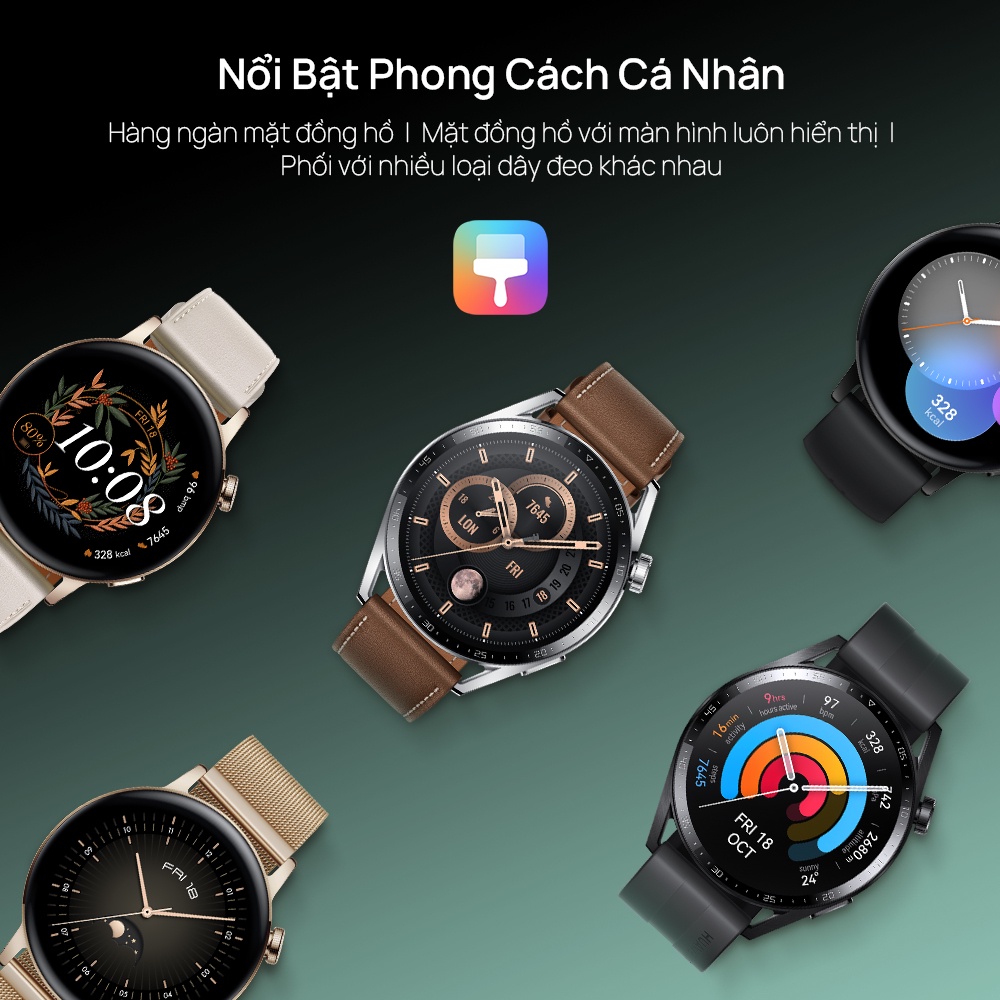 Đồng Hồ Thông Minh HUAWEI WATCH GT 3 46mm | Theo Dõi Spo2 Cả Ngày | Huấn Luyện Viên Chạy Bộ AI