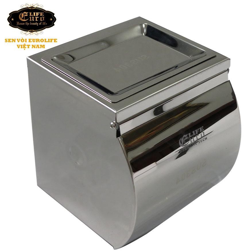 Hộp đựng giấy vệ sinh Inox SUS 304 kèm gạt tàn thuốc Eurolife EL-P06-4 NEW (Trắng bạc)