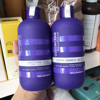 Gội xả khử sắc tố vàng Elgon Silver Shampoo and Conditioner 300mlx2