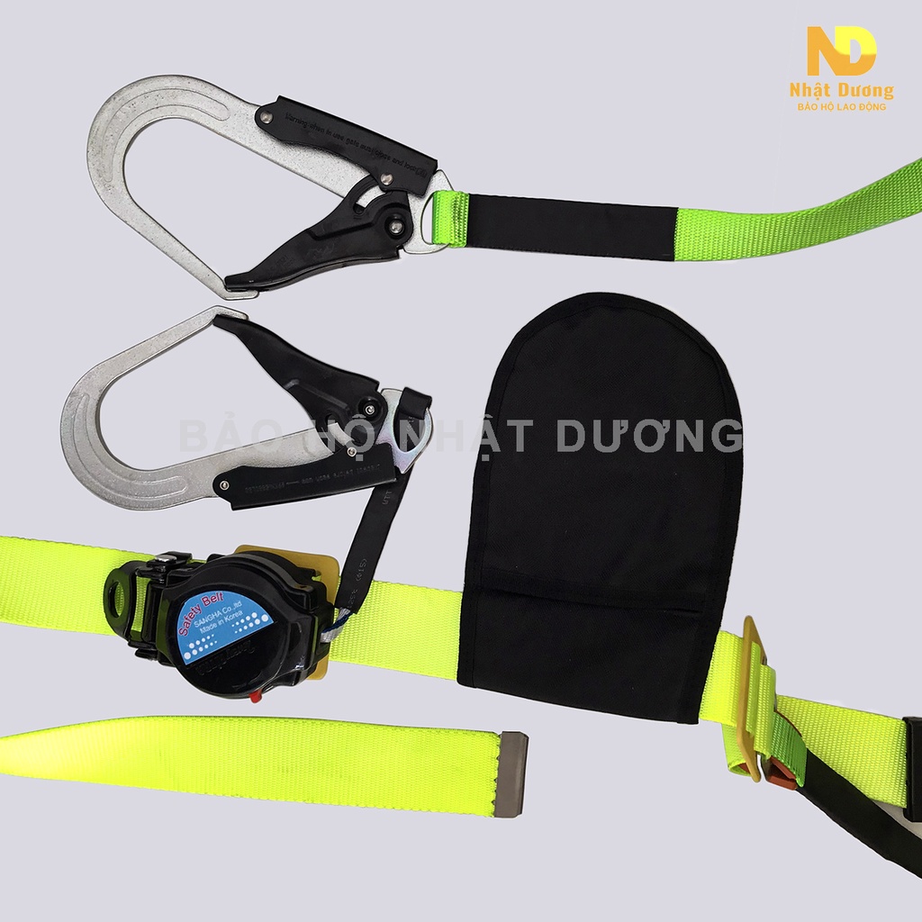 Dây bảo hộ lao động 2 móc thép thu rút tự động BR22, Dây đai an toàn Nhật Dương cao cấp