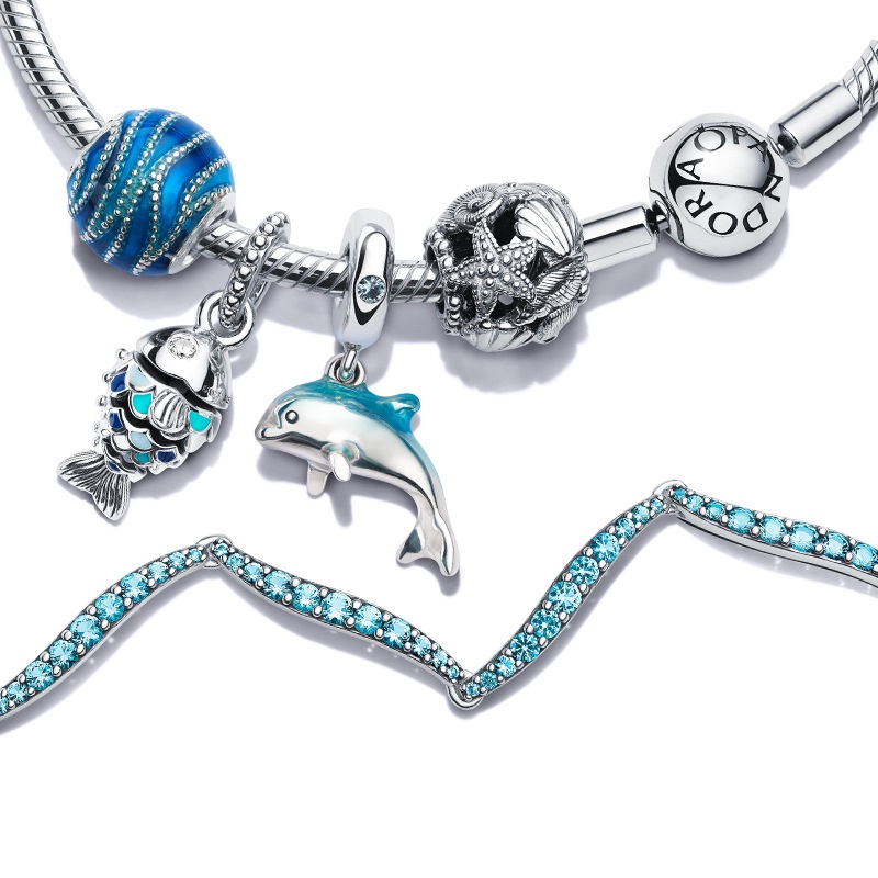 Hạt Charm Mạ Bạc S925 Hình Động Vật Biển Mùa Hè