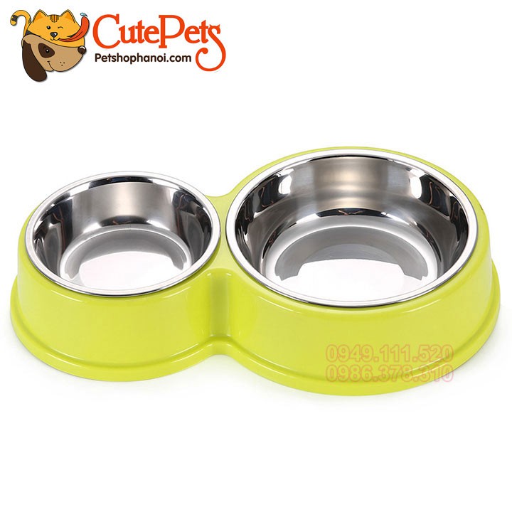 Bát nhựa đôi tròn kèm lõi inox dành cho chó mèo - Cutepets Pet shop Hà Nội