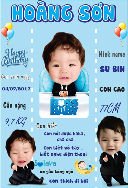 Bảng thành tích của bé trai bé gái - phụ kiện sinh nhật