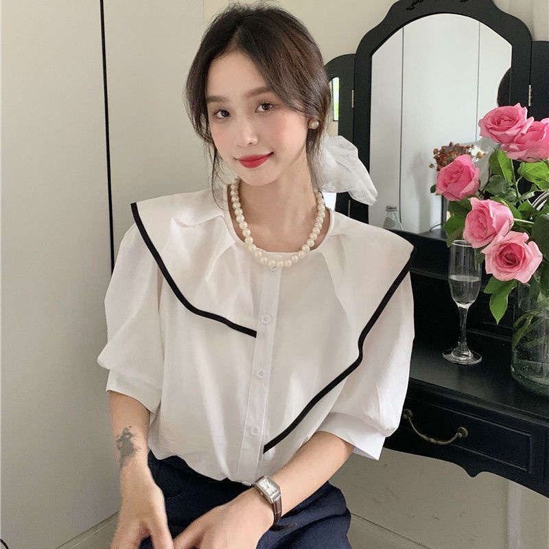 Áo Sơ Mi Ngắn Tay Dáng Rộng Vạt Lệch Thời Trang Dành Cho Nữ  tao bao