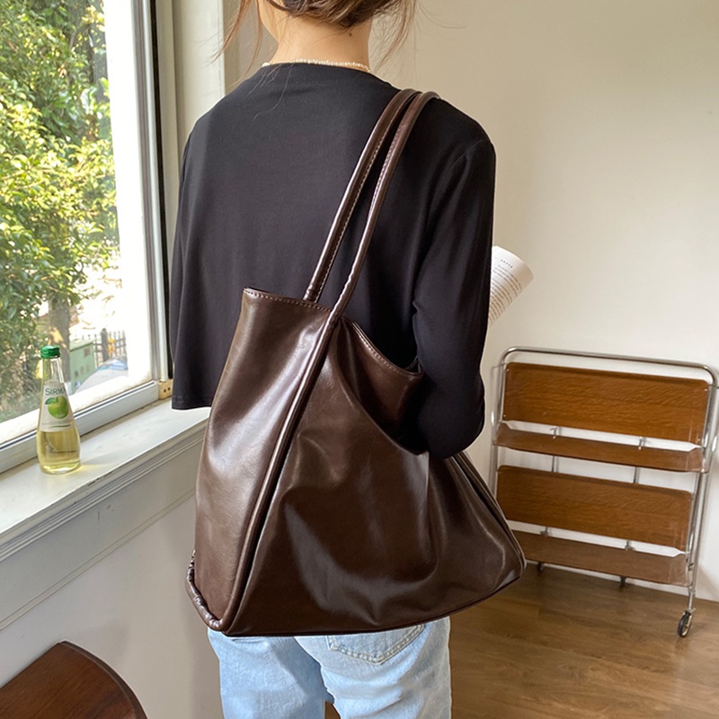 Túi đeo vai IELGY cỡ lớn màu sắc trơn có khóa từ tính phong cách Hàn Quốc cho nữ