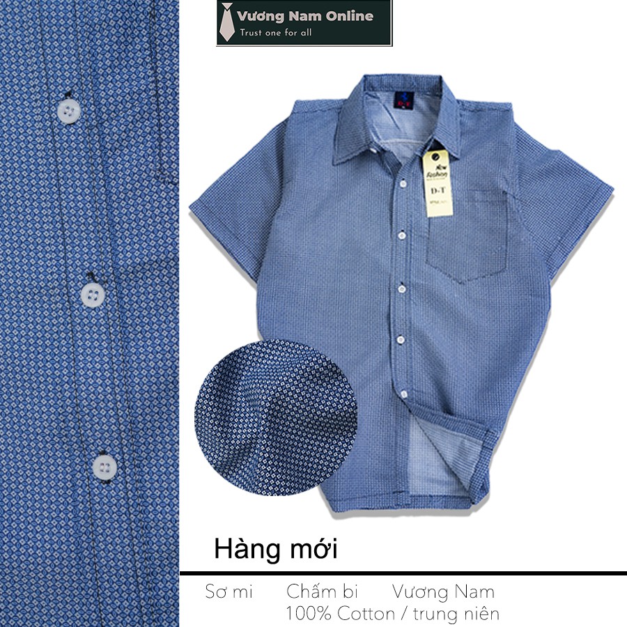 Áo sơ mi nam form rộng trung niên họa tiết ngắn tay vải cotton VN14F | BigBuy360 - bigbuy360.vn