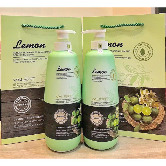 Dầu Gội Xả Tinh Chất Hoa Bưởi Lemon Valert 800mlx2 Giảm Dầu-Sạch Gầu - Ngăn Rụng Tóc