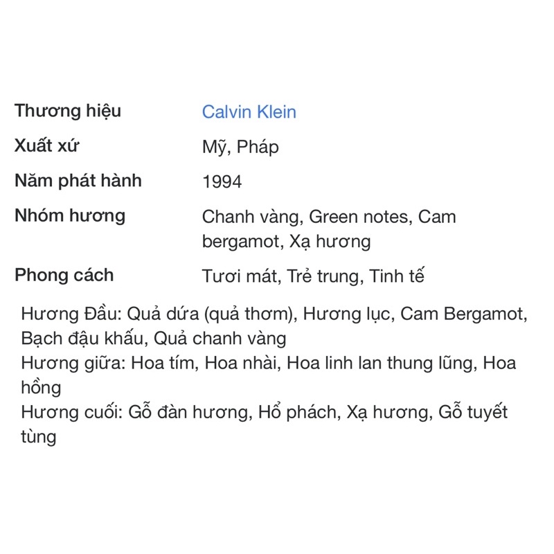 CK ONE • Eau de Toilette - 10ML Nước Hoa Chính Hãng