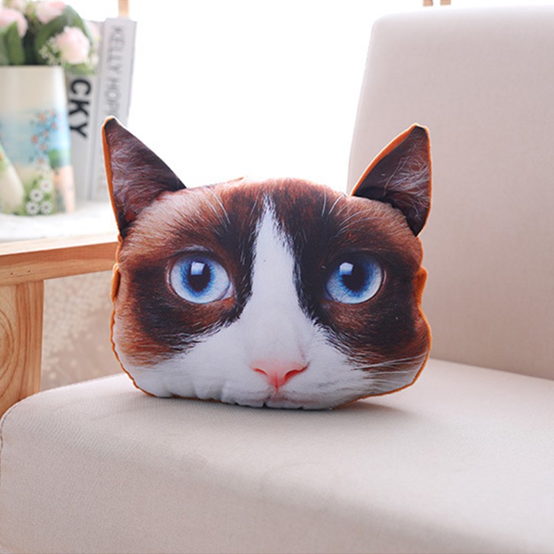 Gối Tựa Đầu Ghế Ô Tô Hình Thú 3D - Gối Mèo Xám - Đồ Chơi Phụ Kiện Nội Thất Xe Hơi