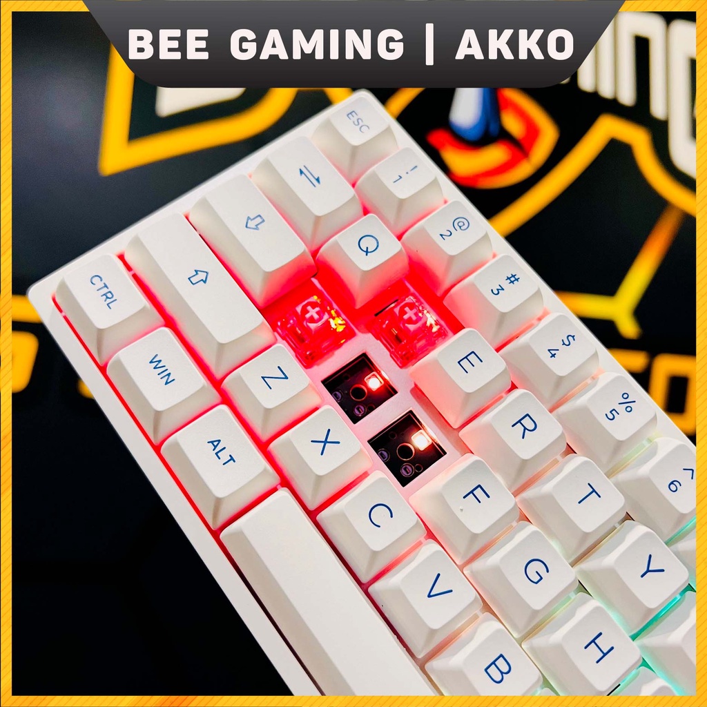 Bàn phím cơ không dây AKKO 3068B Plus Blue On White (Bluetooth 5.0 / Wireless 2.4Ghz / Hotswap / Jelly Switch)