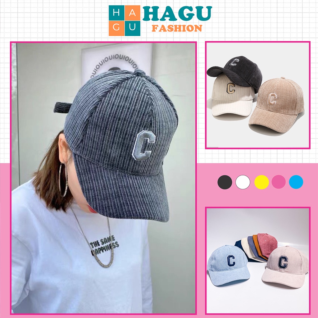 Mũ Lưỡi Trai Nón Kết Nhung Cao Cấp Hagu Thêu Chữ C Viền 418 Phong Cách Ulzzang Form Unisex Nam Nữ