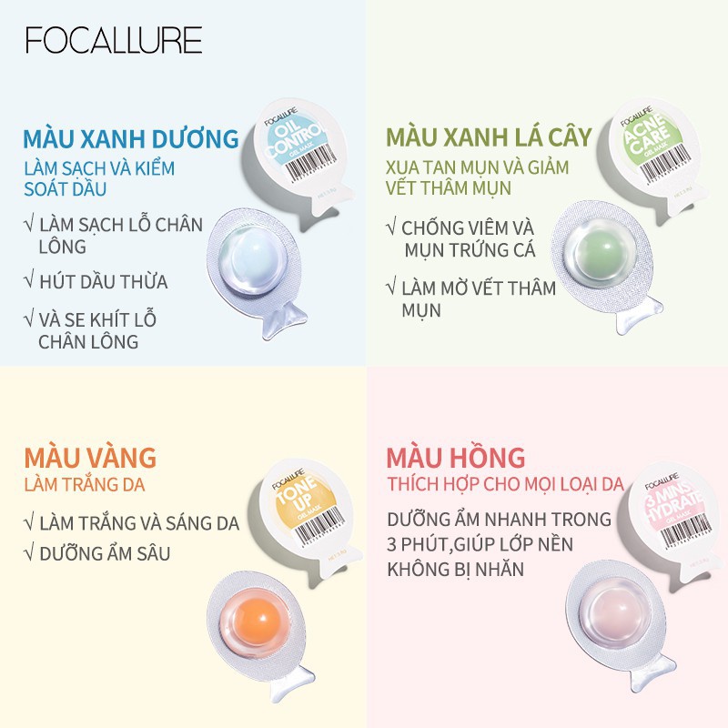 Mặt Nạ 7 Ngày Focallure 3.8g Hỗ Trợ Giảm Mụn Dưỡng Ẩm Kiểm Soát Dầu Nhờn Dưỡng Da FMN3