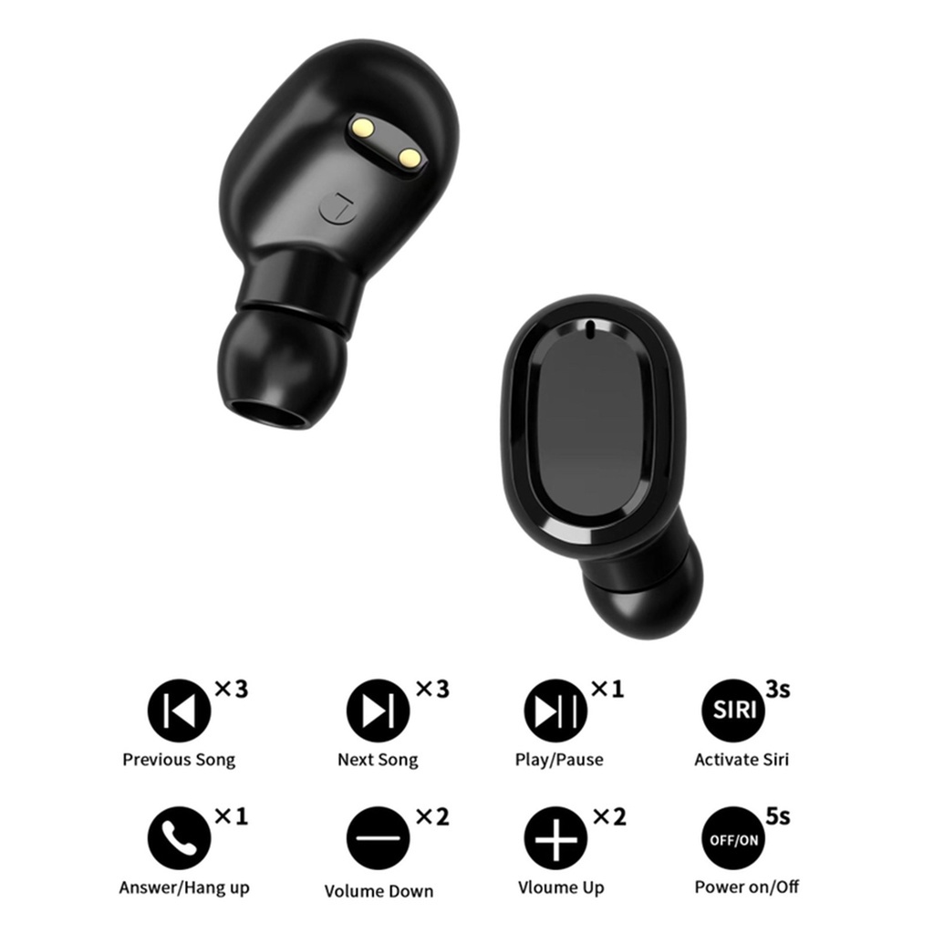 Tai Nghe Bluetooth 5.0 Không Dây D6S Chống Nước Chống Mồ Hôi Kèm Hộp Sạc