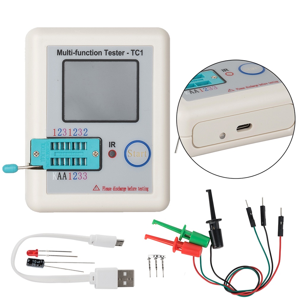 LCR-TC LCR-TC1 Màn hình đầy màu sắc Đa chức năng TFT Đèn nền Transistor Tester cho Diode Triode Tụ đ