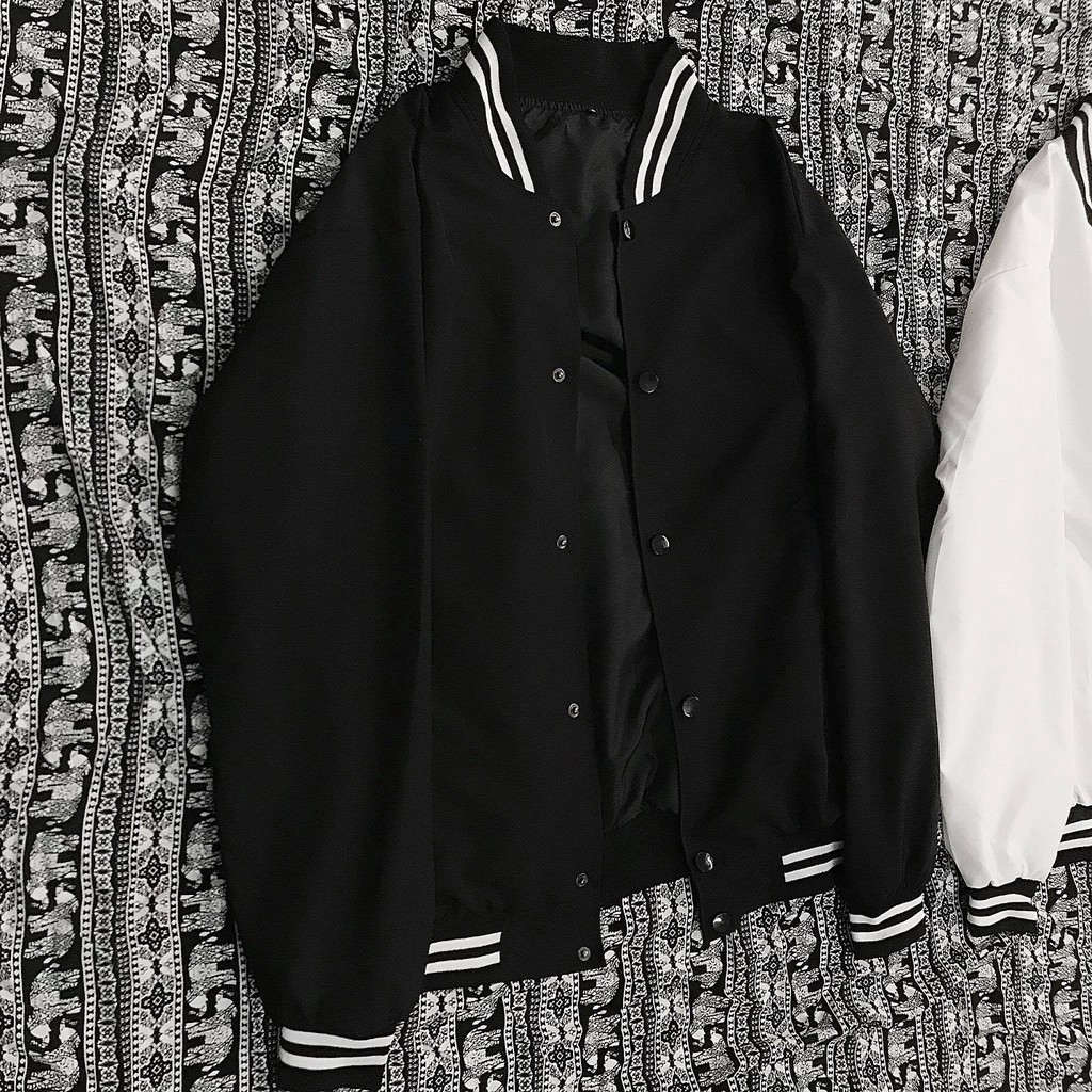 Áo Bomber Jacket Line - Áo khoác dù trơn viền sọc  Unisex Ulzzang ảnh thật
