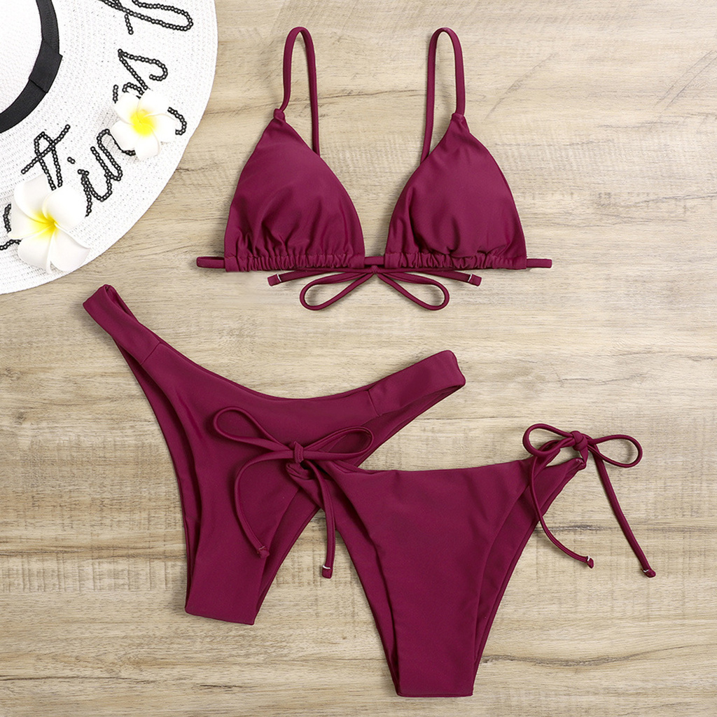 Set Bikini Màu Trơn Thiết Kế Quyến Rũ Cho Phái Nữ | BigBuy360 - bigbuy360.vn