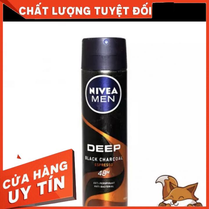 NIVEA Xịt Khử Mùi Cho Nam Nivea Than Hoạt Tính Hương Espresso 150ml Deep Black Car đủ mùi -mẫu mới  liu giữ huong thơm l