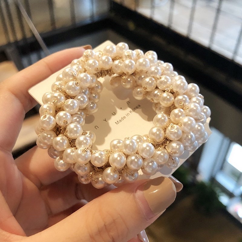 Cột tóc đính hạt nhựa phong cách hàn quốc