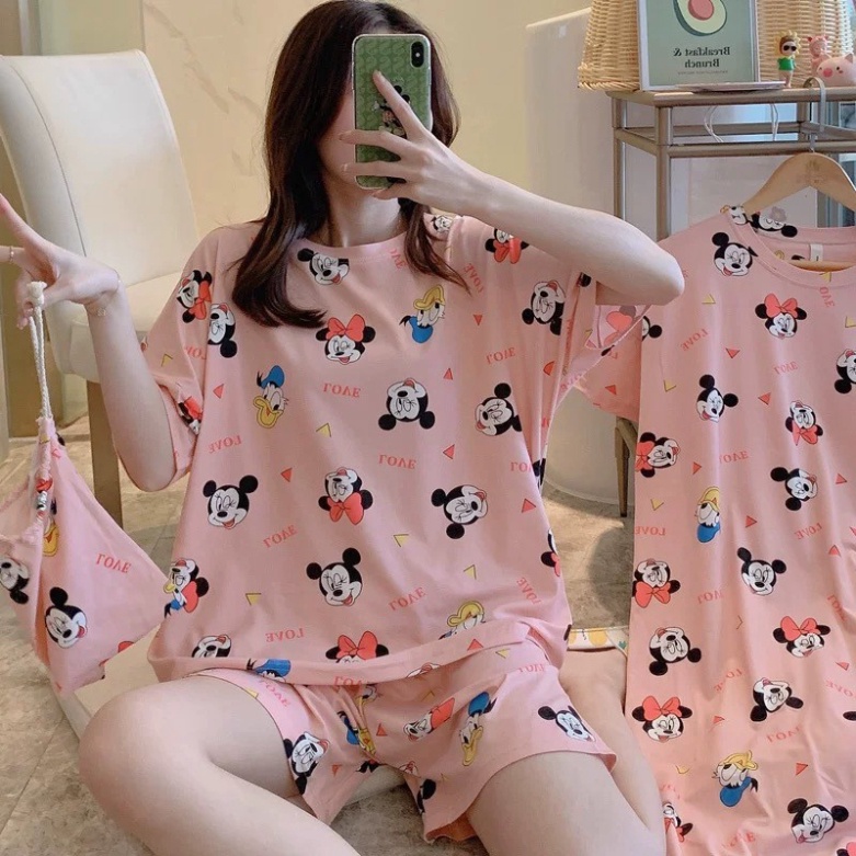 [FreeShip Giá Sập Sàn] Đồ Ngủ Nữ Cute Cộc Tay Cottong Vận Động Thoải Mái Thoáng Mát Chất Bao Đẹp Mềm Mịn