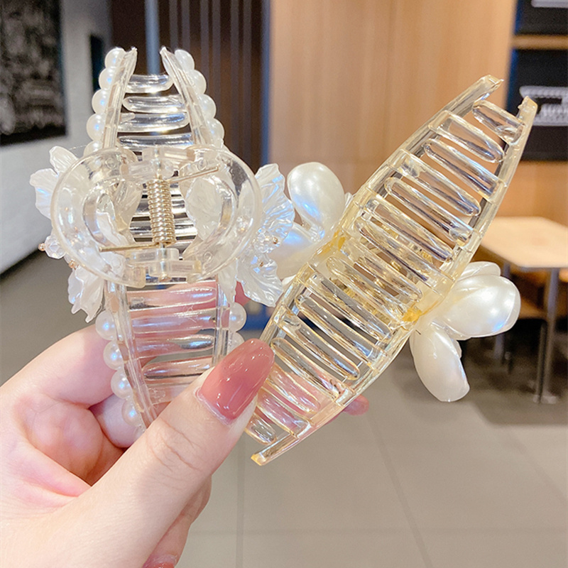 Kẹp tóc đính ngọc trai giả/hoa phong cách Hàn Quốc