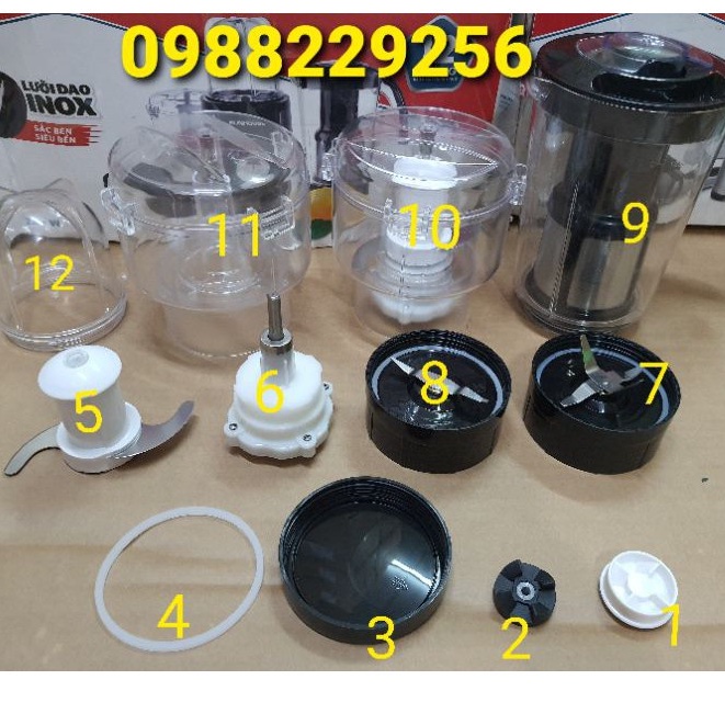 Phụ kiện máy xay - Bộ dao đầy đủ zong, vấu và lưỡi dao dùng cho máy xay sunhouse 5321/5322/5325/5328, okusanno, kangaroo