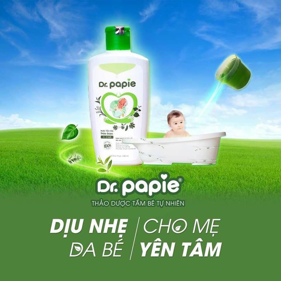 Nước tắm gội 9 loại thảo dược Dr Papie 230ml mẹ an tâm cho bé