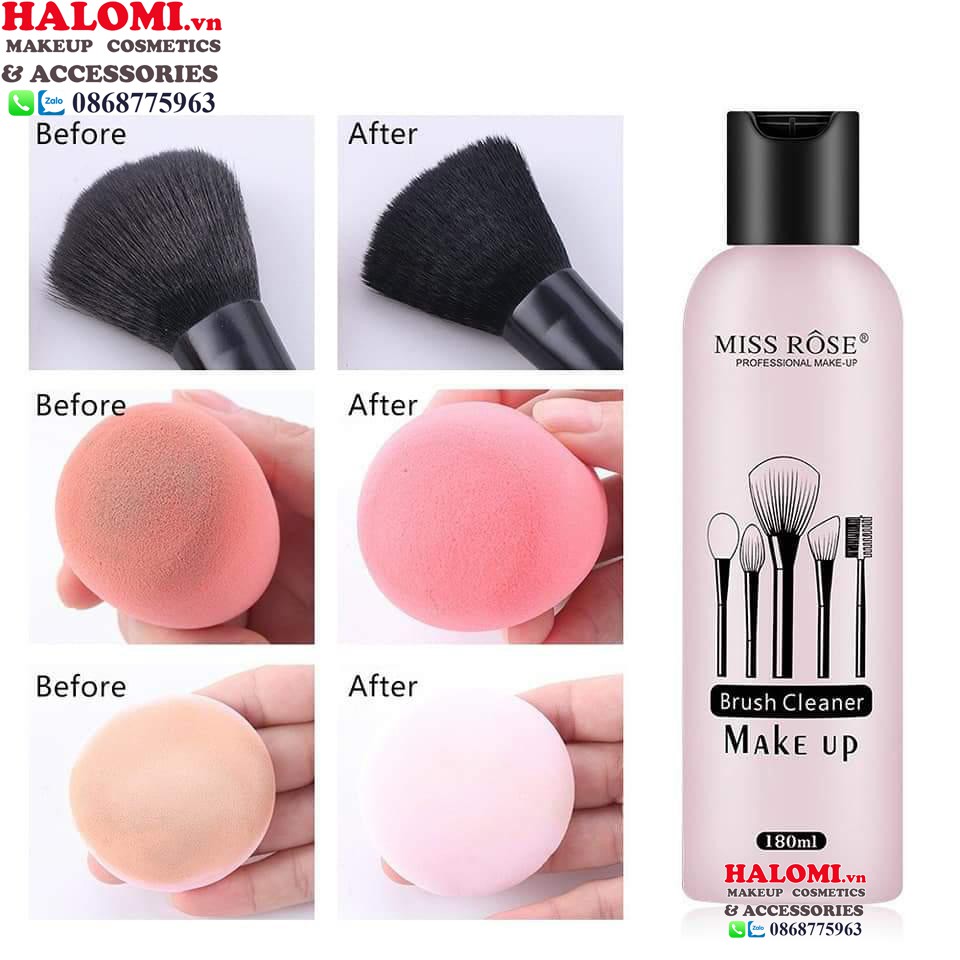 Nước Rửa Cọ Trang Điểm Miss Rose Giặt Mút Siêu Sạch Dễ Sử Dụng HALOMI