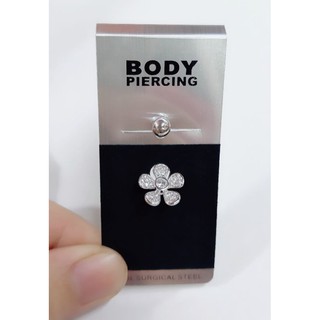 Khuyên rốn hình hoa/ khuyên thép y tế