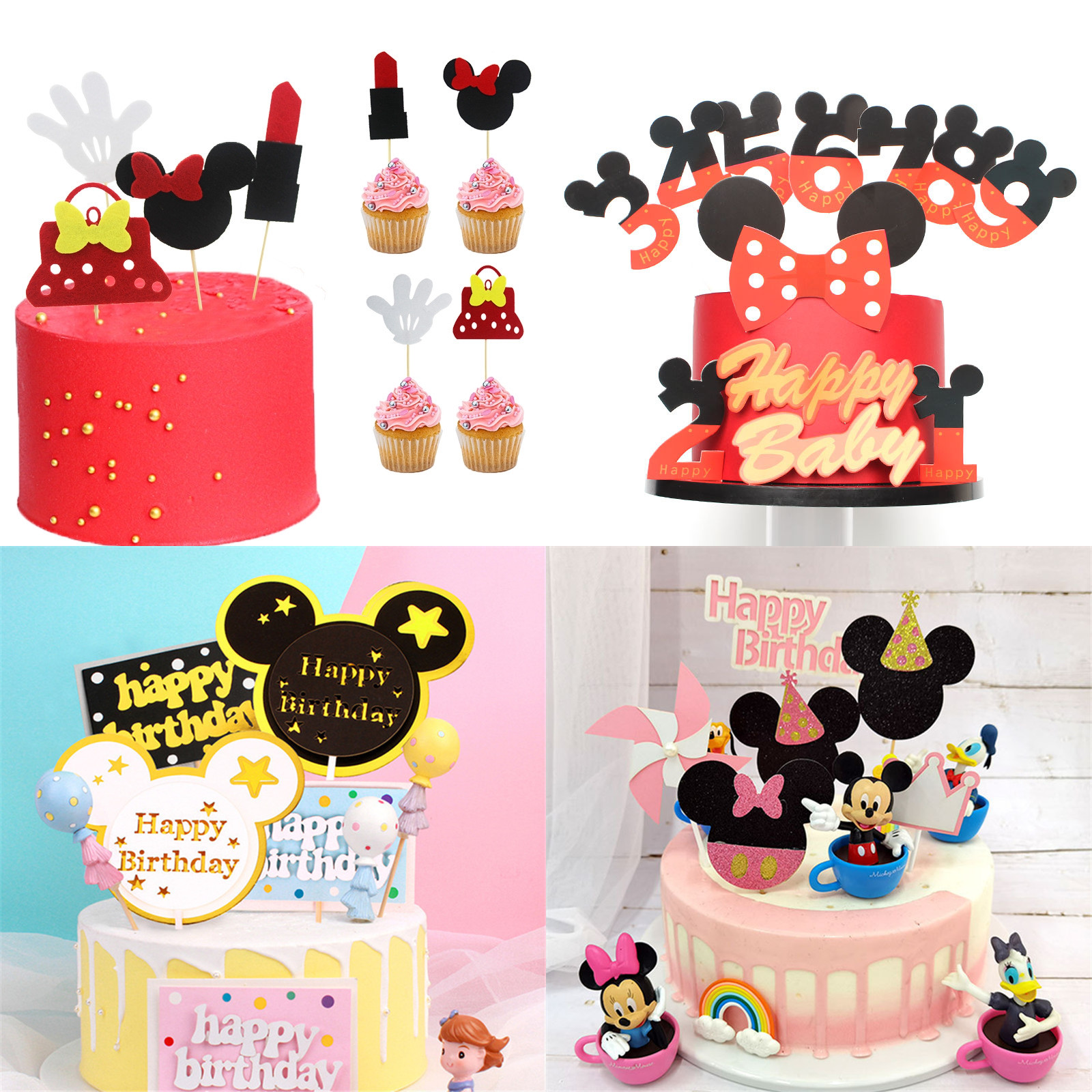 Que Cắm Trang Trí Bánh Kem Hình Chuột Mickey / Minnie 0-9