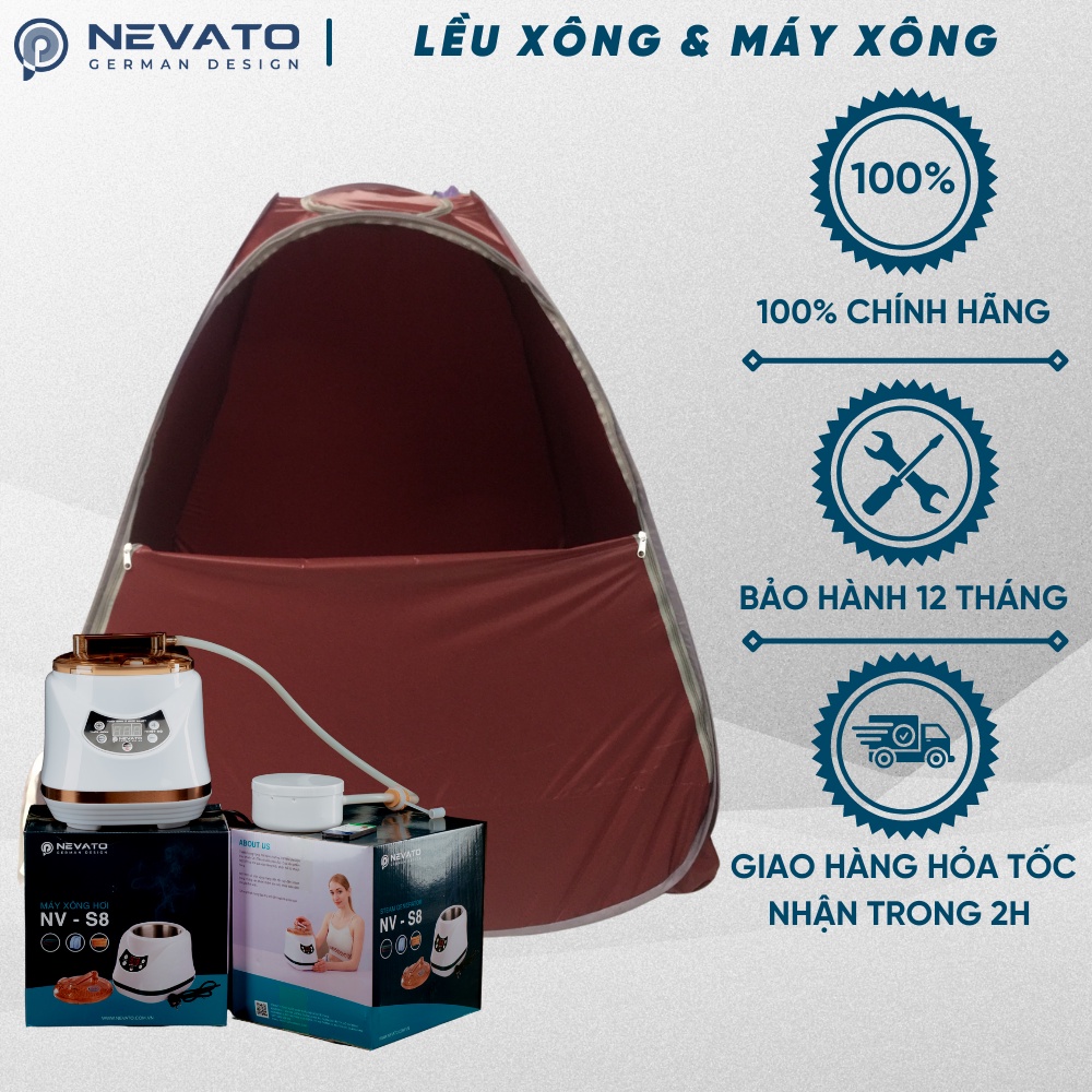 Combo Xông Hơi Gồm Lều Và Nồi Xông Nevato NVS8 Cao Cấp Tặng Một Túi Lá Xông