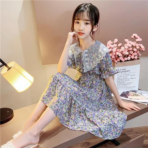 Đầm Hoa Ngắn Tay Thời Trang Mùa Hè Xinh Xắn Dành Cho Bé Gái 3-4 - 5-6 - 7-8 - 9-10 - 11-12 Tuổi