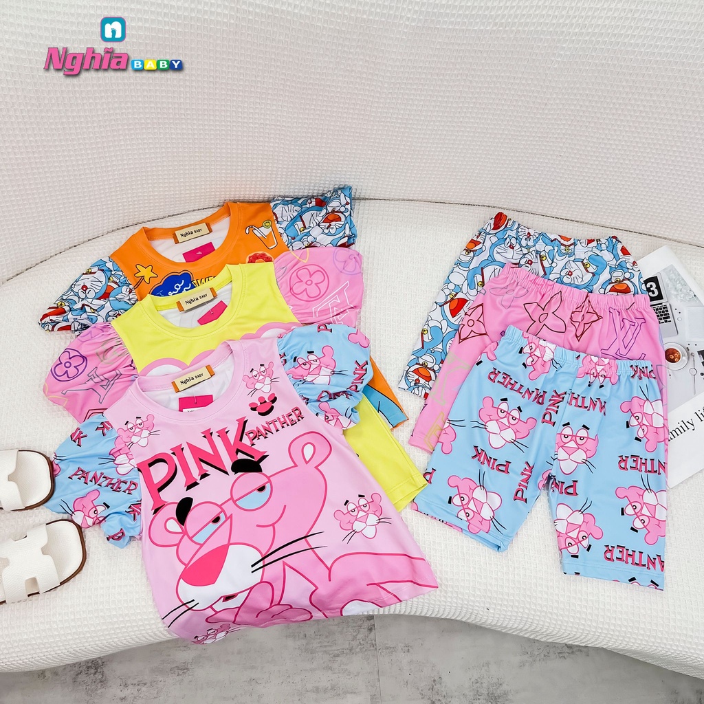 Set bộ thun lạnh quần đùi áo ngắn tay NGHĨA BABY dành cho bé gái