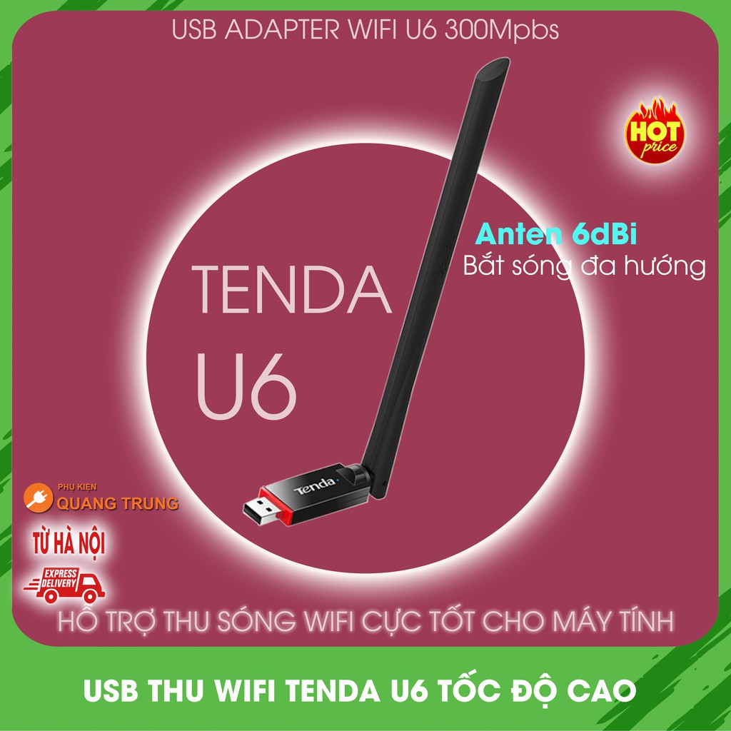 USB wifi Tenda U6,bộ thu wifi 300mbps tốc độ cao đáng giá dành cho PC