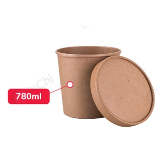 Tô giấy đựng thức ăn - Hộp giấy kraft - Nắp Kraft 780ml