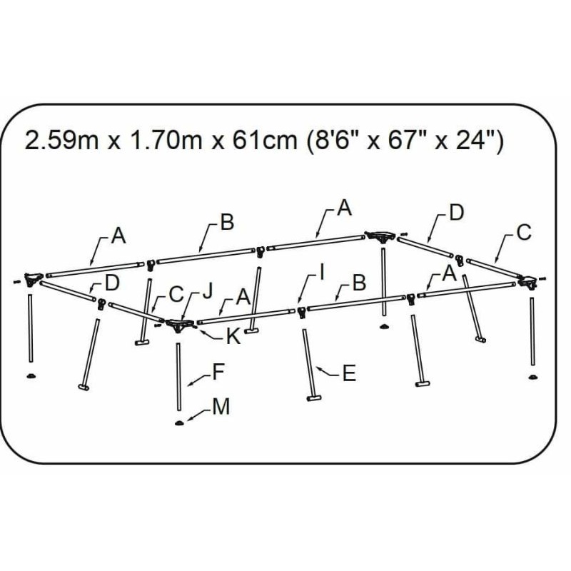 (HOT)Bể bơi khung kim loại betsway 2.59mx 1.70mx 61cm-56403,Bể Bơi Lắp Ghép, Bể Bơi Gia Đình, Bể Phao, Bể Bơm Hơi