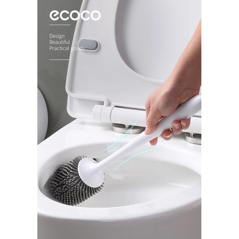 Cọ vệ sinh, cọ toilet silicon tròn Ecoco chống bắn nước mẫu mới 2023 QHMC