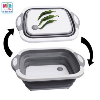 Thau kèm thớt 3 trong 1, thau/ rổ nhựa gấp gọn thành thớt tiện lợi đa năng, dễ vệ sinh, an toàn cho người dùng