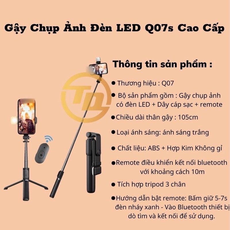Gậy Chụp Ảnh Tự Sướng Bluetooth 3 Chân Đa Năng Q07/Q07s