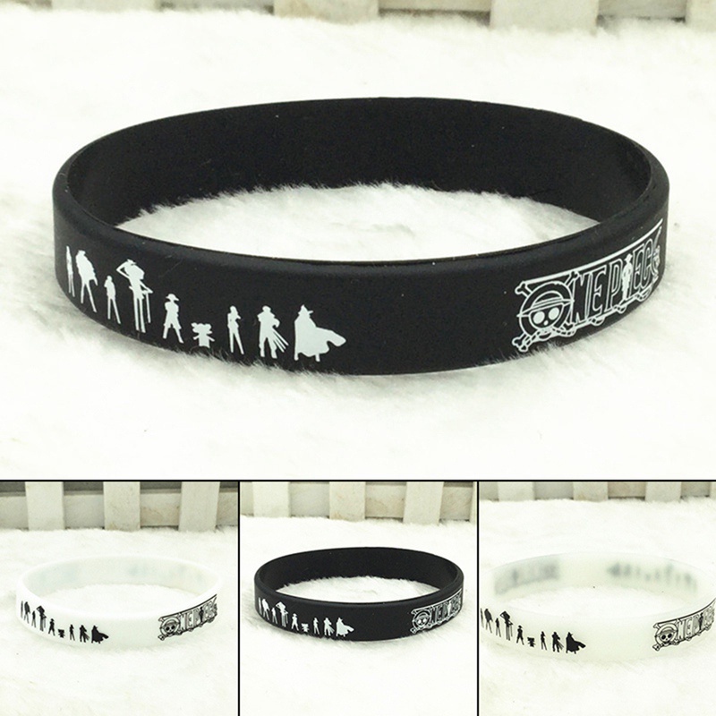 Set 1 / 2 Vòng Tay Cao Su Silicon In Hình Anime One Piece Độc Đáo &amp; Vòng Tay Thể Thao Cho Nam Và Nữ
