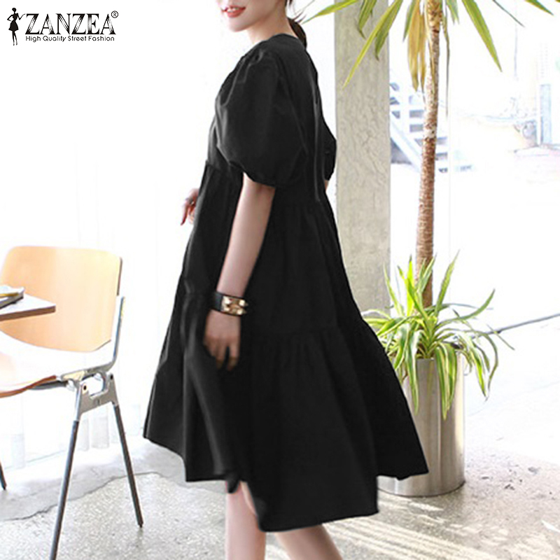 Đầm Nữ Zanzea Tay Ngắn Kiểu Dáng Thời Trang Quyến Rũ