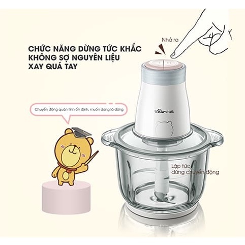 Máy Xay Thực Phẩm Đa Năng Bear_ Máy Xay Thịt - Xay Tỏi Ớt - Ngũ Cốc, Cà Phê_Bear QSJ-C04R8 2,5L(Quốc tế)_ Bảo Hành 1 Năm