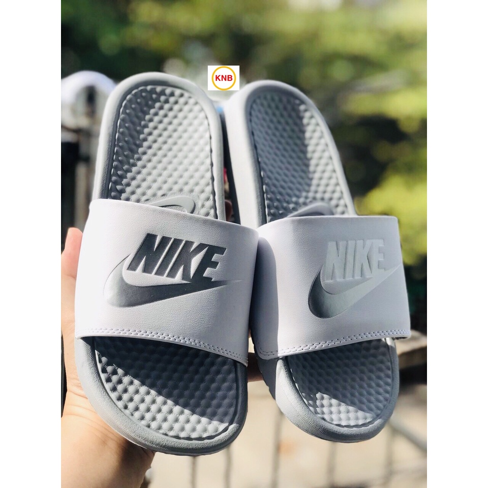 [ sale Sốc + Freeship] Dép nam, dép quai ngang nam nữ unisex nike benassi cartoon ❤️FREESHIP + Hộp❤️ full xám