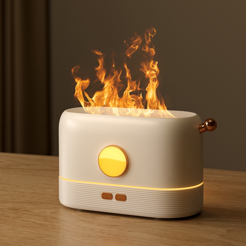 Máy phun sương FNELSE giúp tạo độ ẩm không khí có 3 màu sạc USB hình ngọn lửa 3D sáng tạo