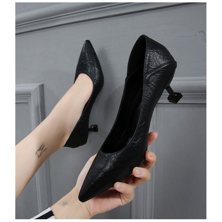 Giày Cao Gót 5cm Màu Đen Phong Cách Hàn Quốc Thời Trang Mùa Hè 2020 | BigBuy360 - bigbuy360.vn