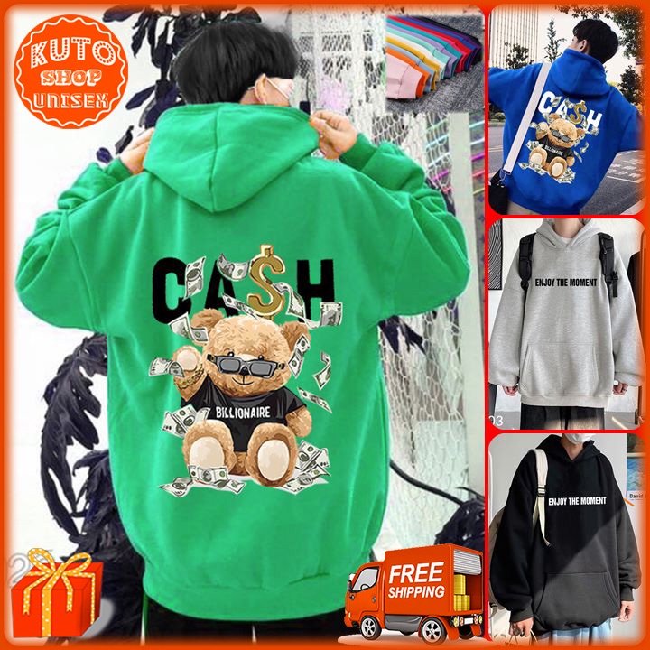 ÁO HOODIE CASH BEAR Nỉ Bông dày dặn - in Pet siêu đẹp và bền