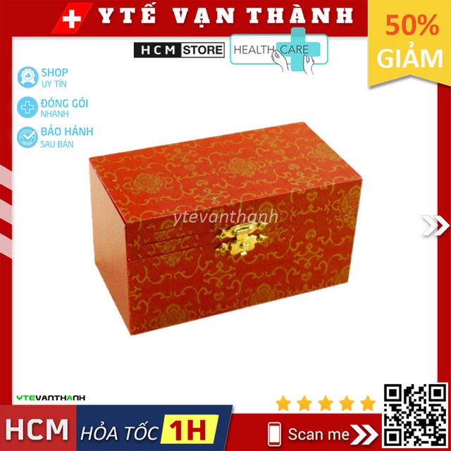 ✅ Hộp Quà Tặng Thủ Công Bìa Cứng, Màu Đỏ, Hoa Văn Vàng, Có Khóa -VT0942