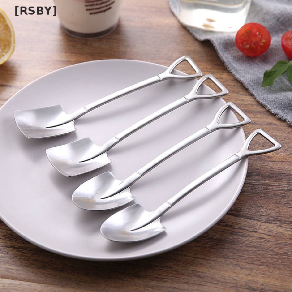 Bộ 4 Muỗng Cà Phê Bằng Thép Không Gỉ Phong Cách Retro